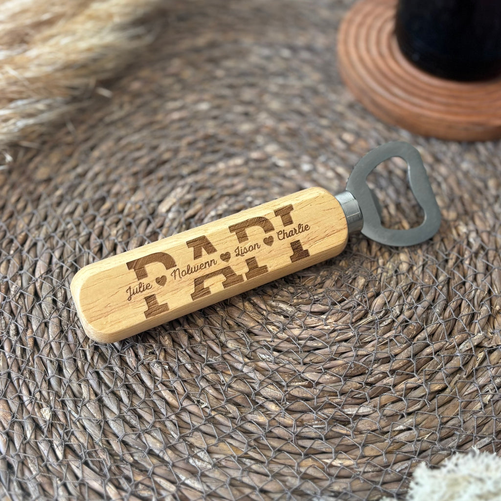 Décapsuleur en bois personnalisé - Fête des grands-pères