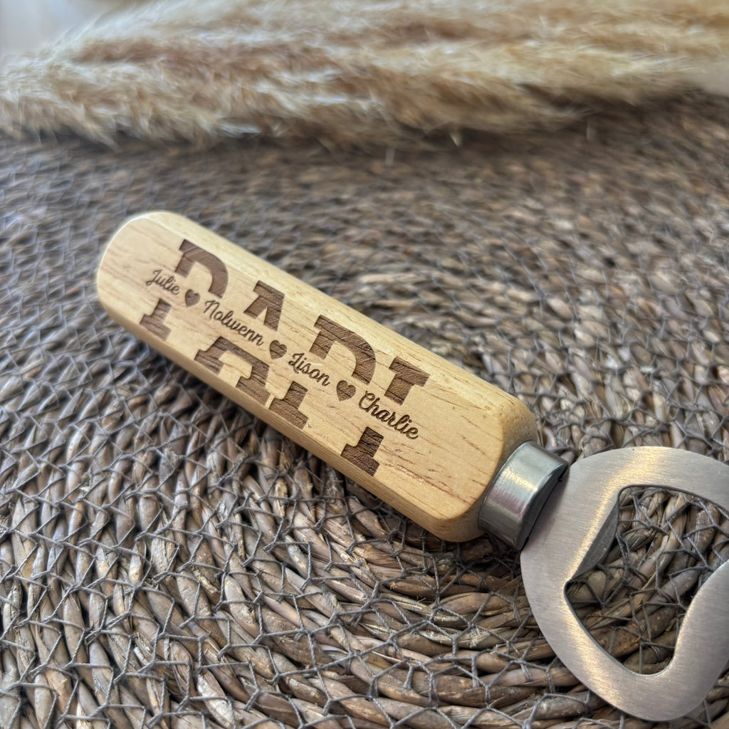 Décapsuleur en bois personnalisé - Fête des grands-pères