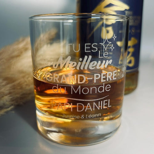 Verre à whisky personnalisé gravé - Fête des Grands-Pères